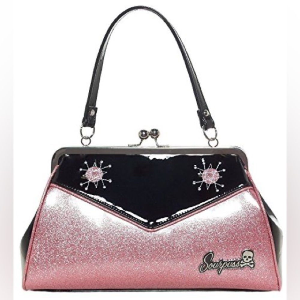 Sourpuss Sputnik Backseat Baby Pink and Black Handbag